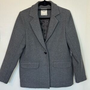 Abercrombie & Fitch Women's Gray Herringbone Blazer
